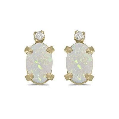 Oval Studs Earrings 14k