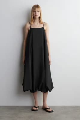 Bubble-Hem Midi Dress