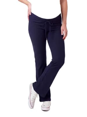 Maternity Basic Ribbed Knit Drawstring Straight Leg Lounge Pants