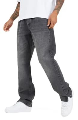 Wide Fit Split Hem Denim Jeans