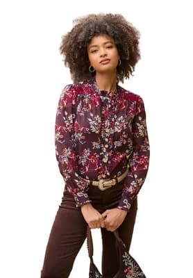 Sheer Button Front Blouse