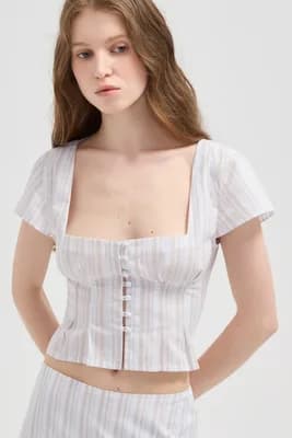 Lynn Square Neck Button Top
