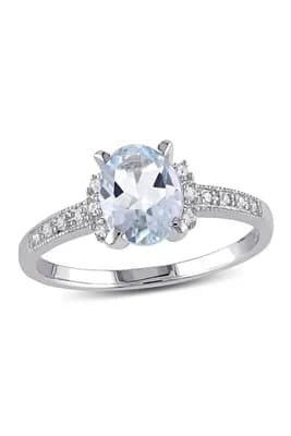 Aquamarine & Diamond Ring