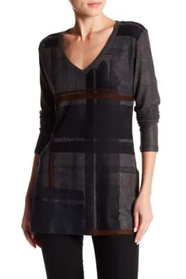 Printed V-Neck Sweater
