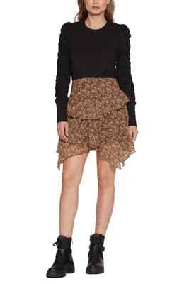 Dot Ruched Long Sleeve Top