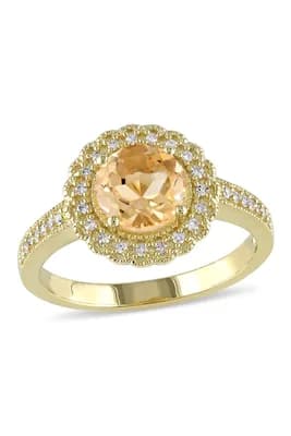 Round Citrine & Diamond Ring