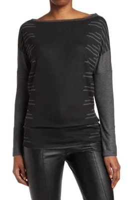 Printed Boatneck Sweater