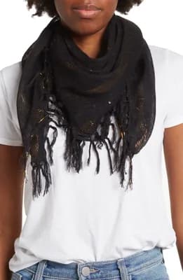 Sequin Twisted Fringe Scarf