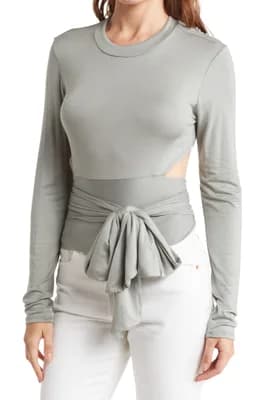 Wrap Front Long Sleeve Top