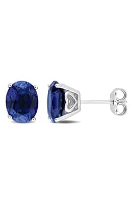 Lab-Created Blue Sapphire Oval Stud Earrings