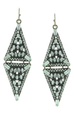 Double Crystal Triangle Earrings