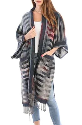 Retro Gradient Stripe Ruana