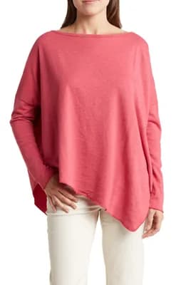 Dolman Sleeve Asymmetrical Hem Pullover