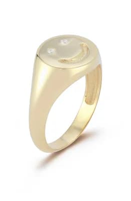 Sterling Silver & CZ Smiley Face Ring