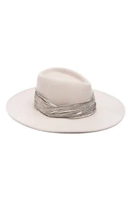 Metallic Trim Wool Fedora Hat