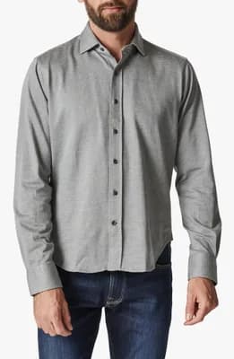 Structured Micropattern Button-Up Shirt
