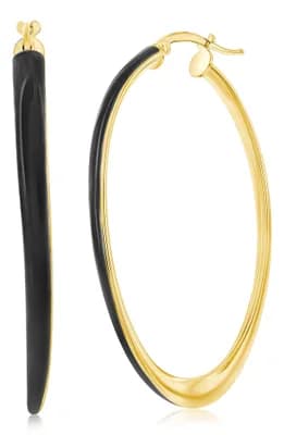 Enamel Oval Hoop Earrings