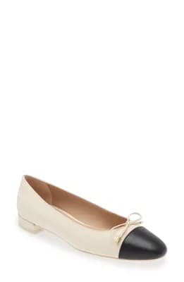 Sleek Cap Toe Bow Flat