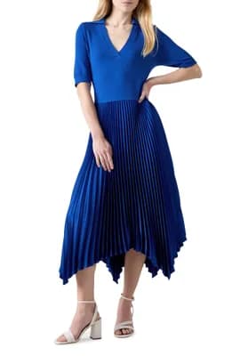 Lorna Handkerchief Hem Pleated Dress