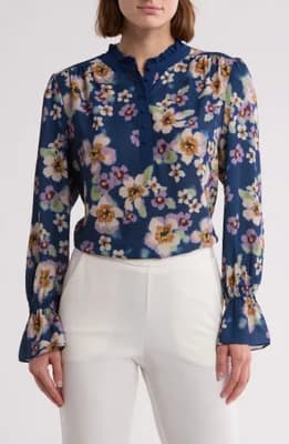 Georgette Button Front Top