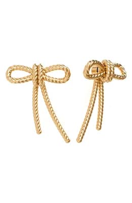 Rope Textured Bow Stud Earrings