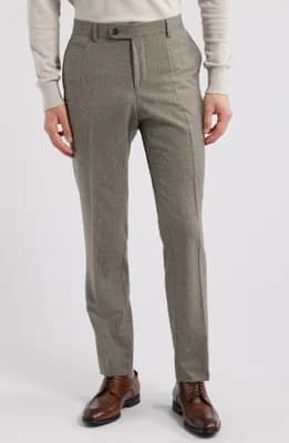 Genius Flat Front Microcheck Stretch Wool Dress Pants