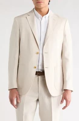 Solid Notch Lapel Linen Sport Coat