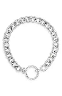 Diamond Circle Curb Chain Bracelet