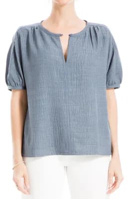 Short Sleeve Split Neck Blouse