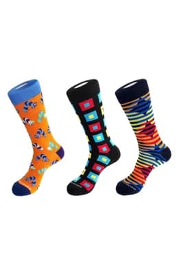 3-Pack Assorted Graphic Crew Socks