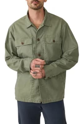 Commander Cotton & Linen Button-Up Shirt Jacket