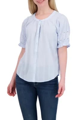 Puff Sleeve Button-Up Shirt