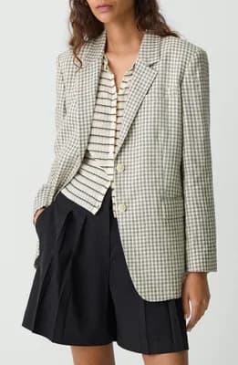Check Linen Blend Blazer