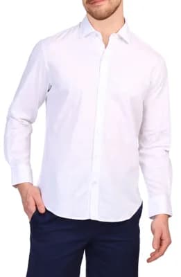 Windowpane Stretch Cotton Button Down Shirt