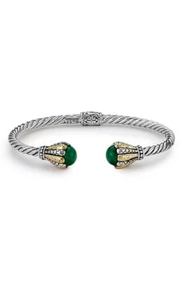 Sterling Silver & 18K Gold Twisted Cable Hinge Bangle