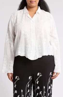 Embroidered Button Down Top