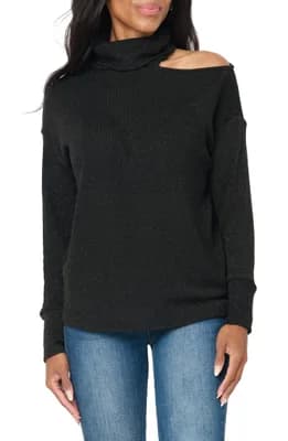 Metallic One Shoulder Sweater