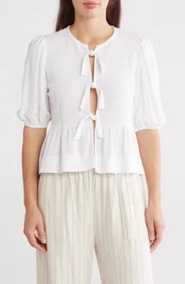 Tie Front Peplum Top