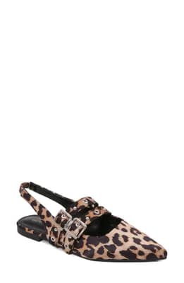 Fabiola Double Buckle Pointed Toe Slingback Flat