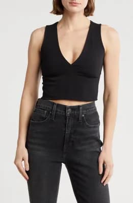 Jade Deep V-Neck Crop Top