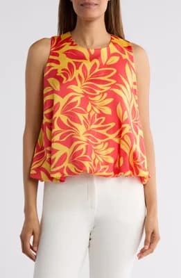 Print Bubble Hem Satin Top