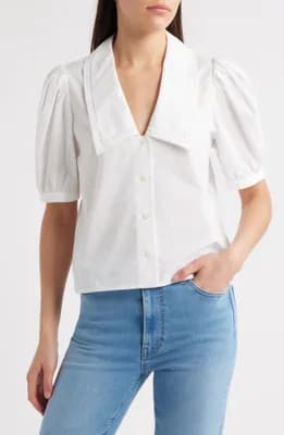 The Sailor Cotton Button-Up Top