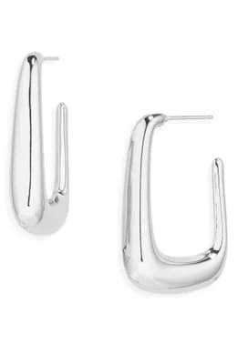 Puffy Rectangle Hoop Earrings