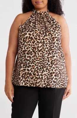 Leopard Tie Neck Top