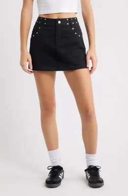 Stud Denim Miniskirt