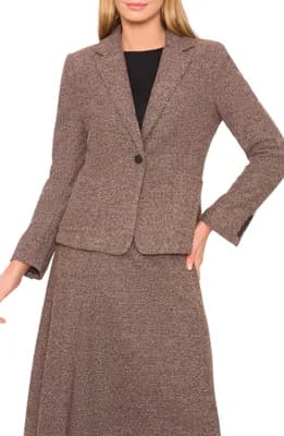One-Button Tweed Knit Blazer