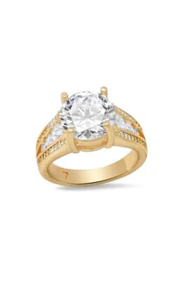 Round Cut Simulated Diamond Pavé Ring