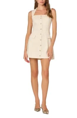 Button Front Stretch Cotton Minidress