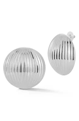 Rib Button Stud Earrings