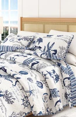 Nautical Print Reversible Microfiber Quilt Set